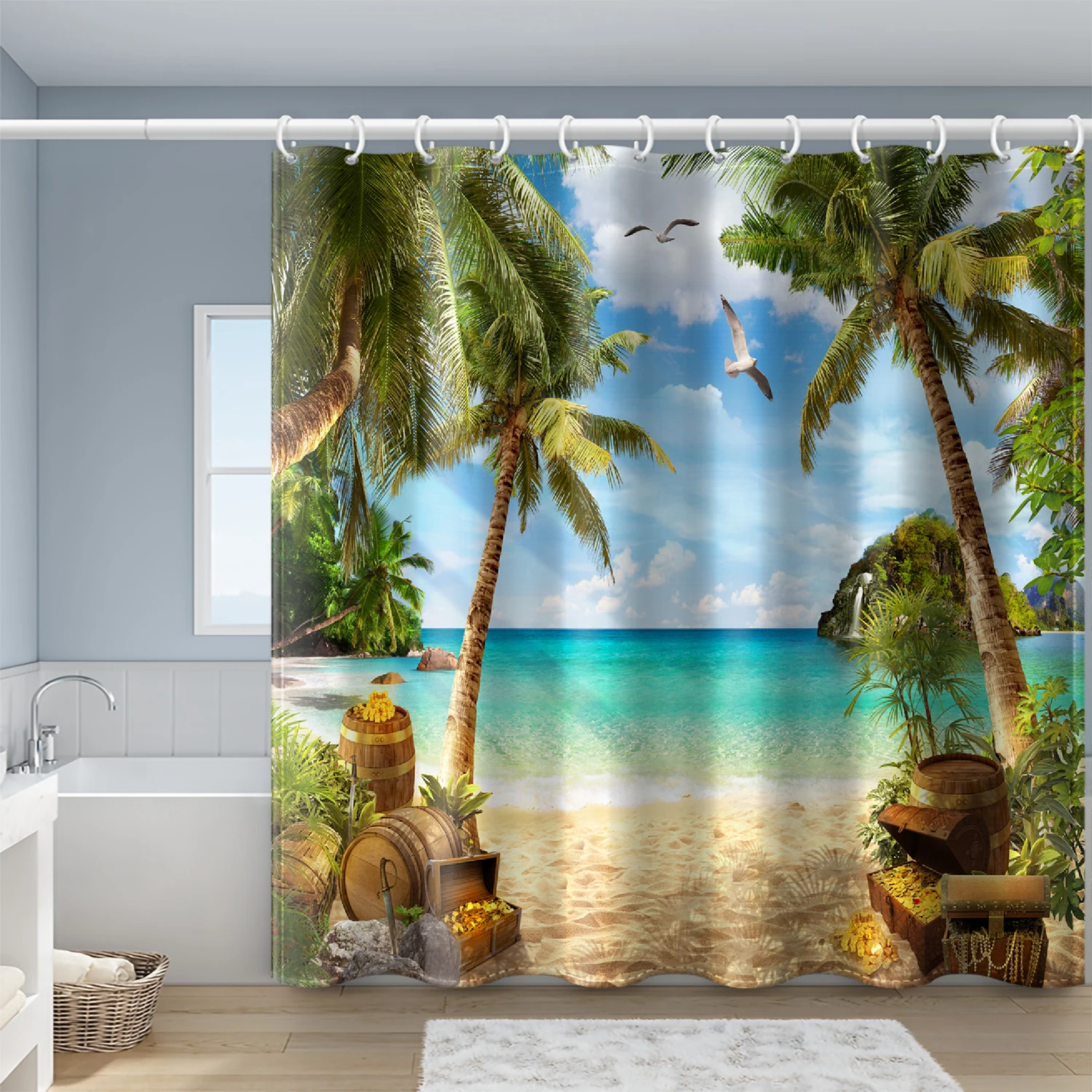 Beach Coconut Tree Shower Curtain Set: Styling Ideas